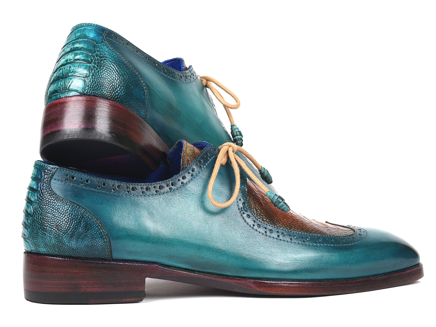 Paul Parkman Genuine Ostrich Leg & Calfskin Derby Shoes (ID#788GY74)