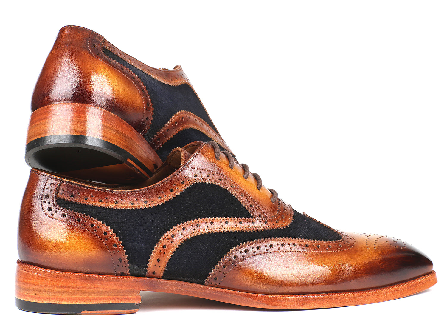 Paul Parkman Brown Leather & Navy Suede Oxfords (ID#228NV65)