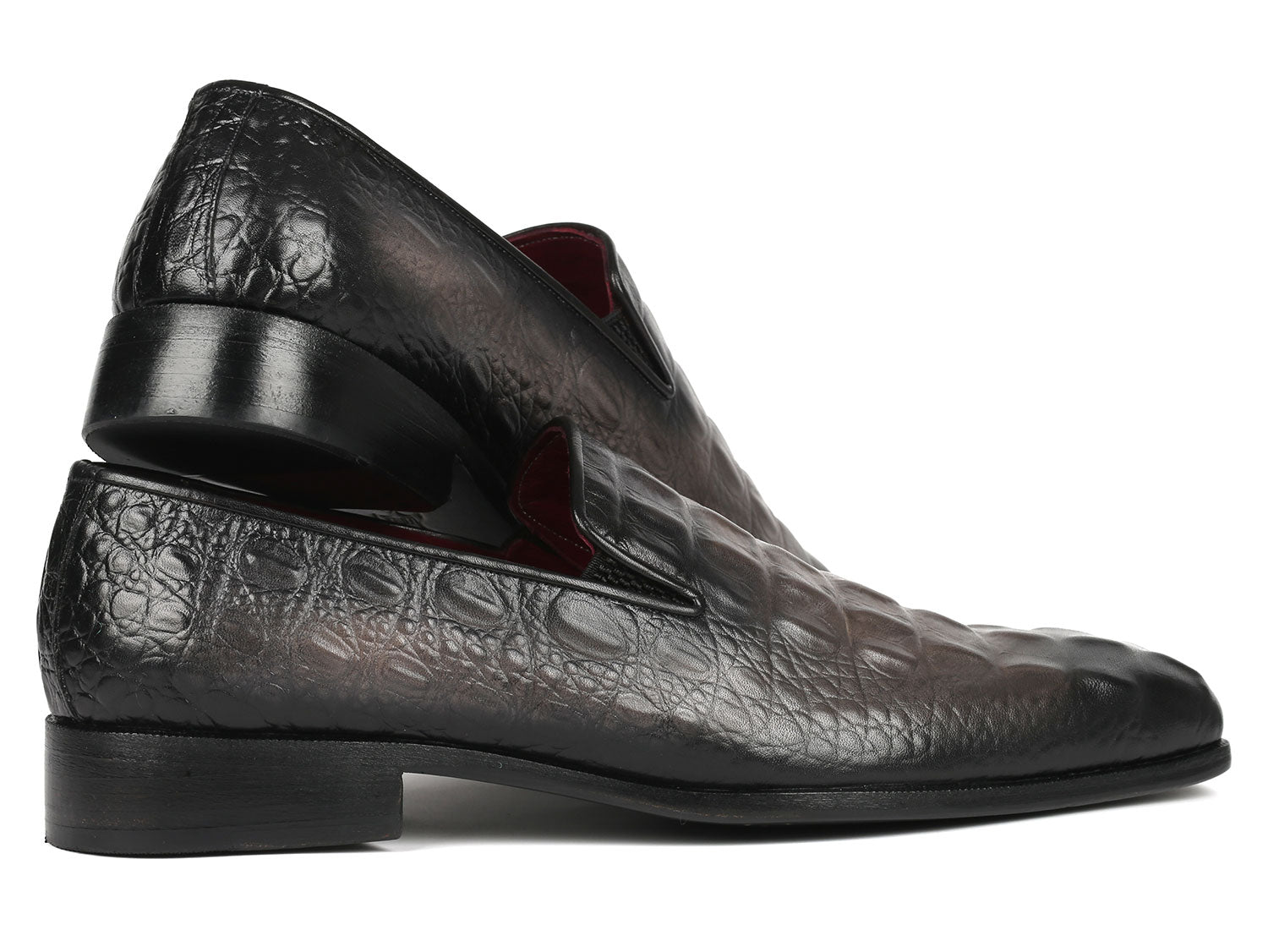 Paul Parkman Gray Crocodile Embossed Calfskin Loafers (ID#5576-GRY)