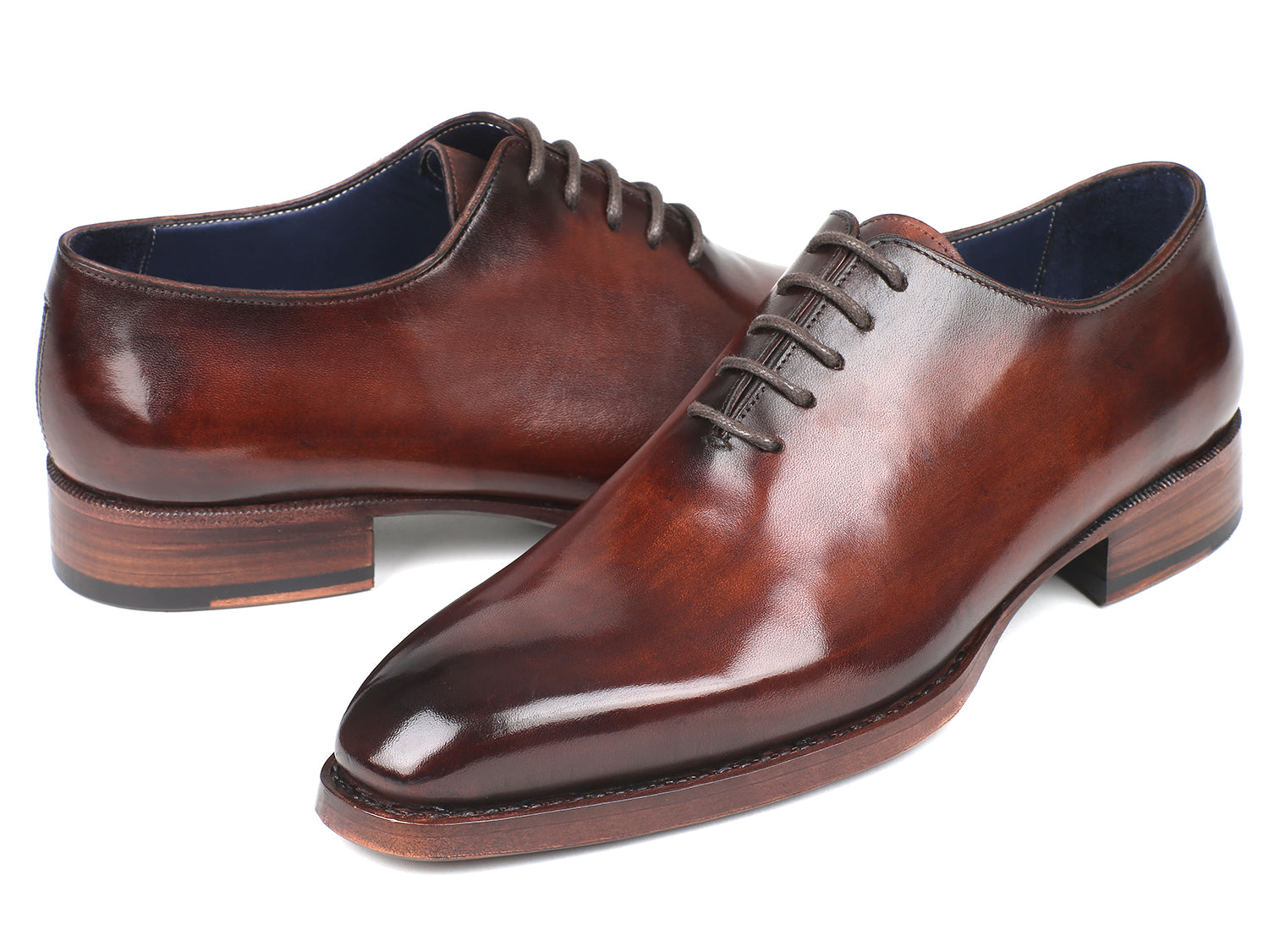Paul Parkman Goodyear Welted Wholecut Oxfords Brown Hand-Painted (ID#044BRW)