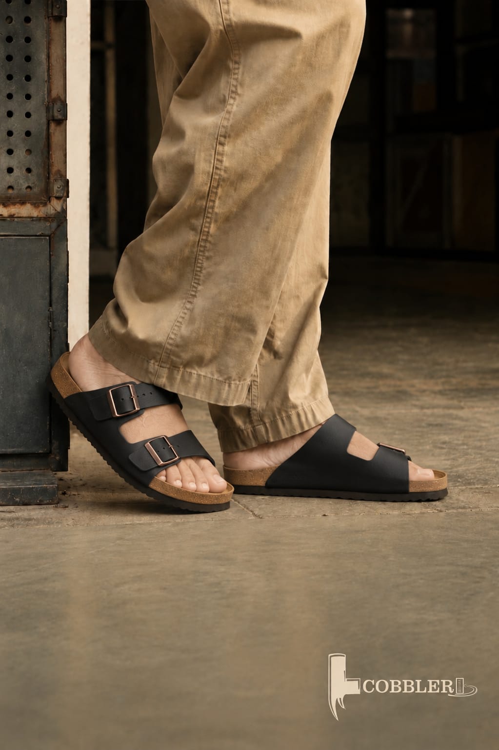 Premium Two-Strap Cork Footbed Slip-On Sandals