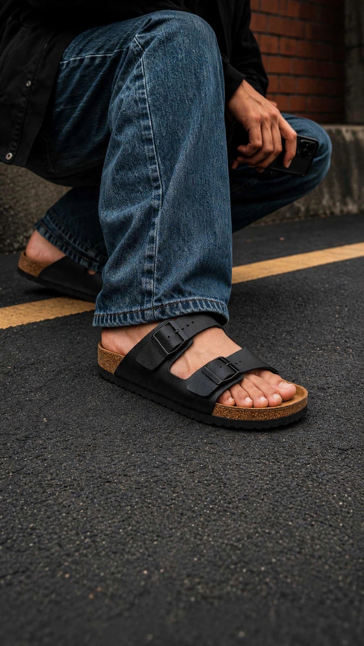 Premium Two-Strap Cork Footbed Slip-On Sandals