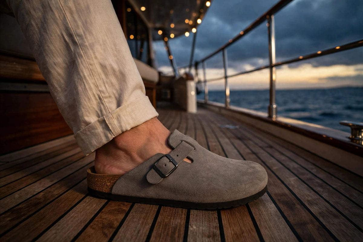 Premium Suede Cork Footbed Slip-On Clogs