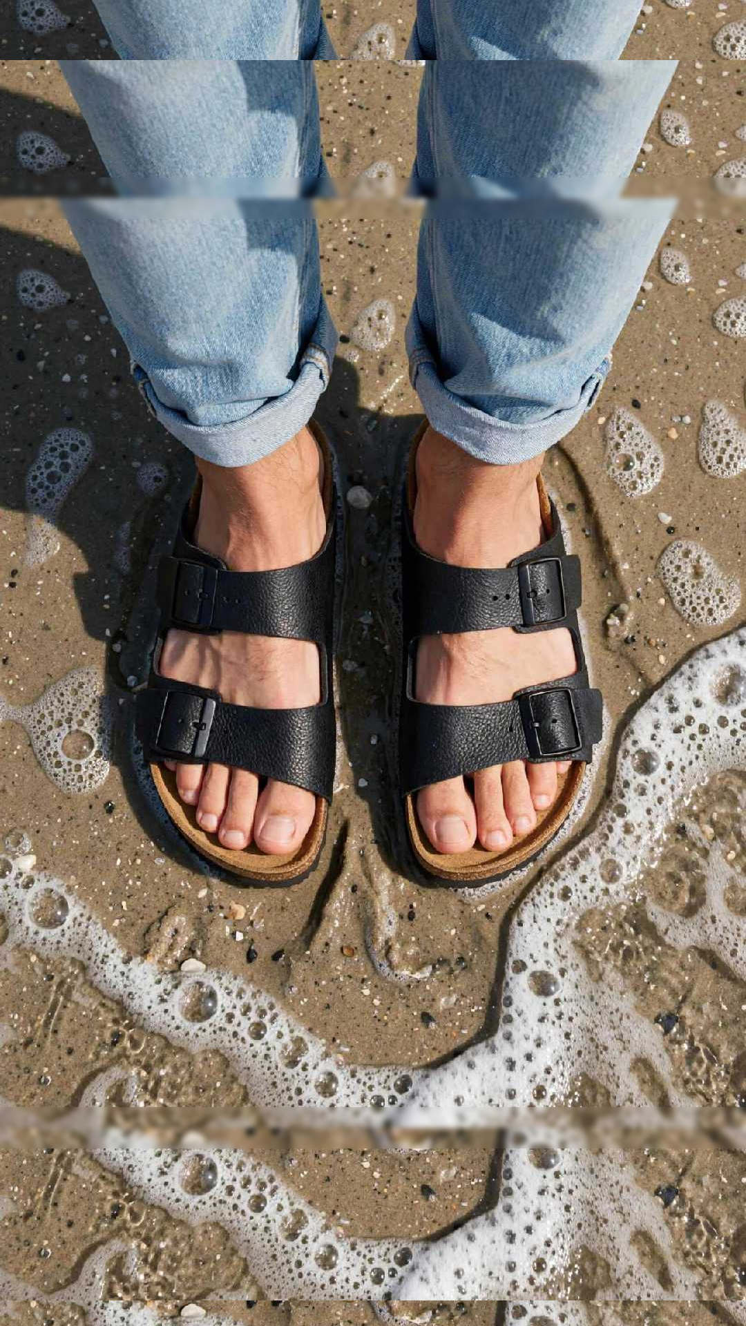 Premium Two-Strap Cork Footbed Slip-On Sandals