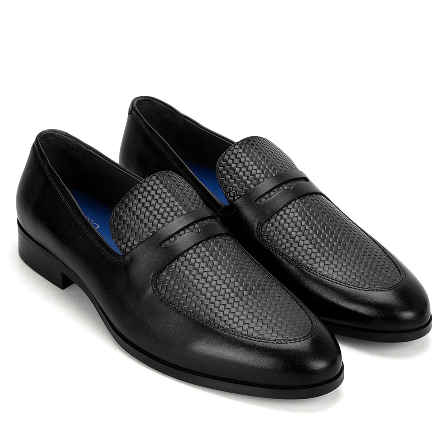 Black Mat Textured Leather Loafers