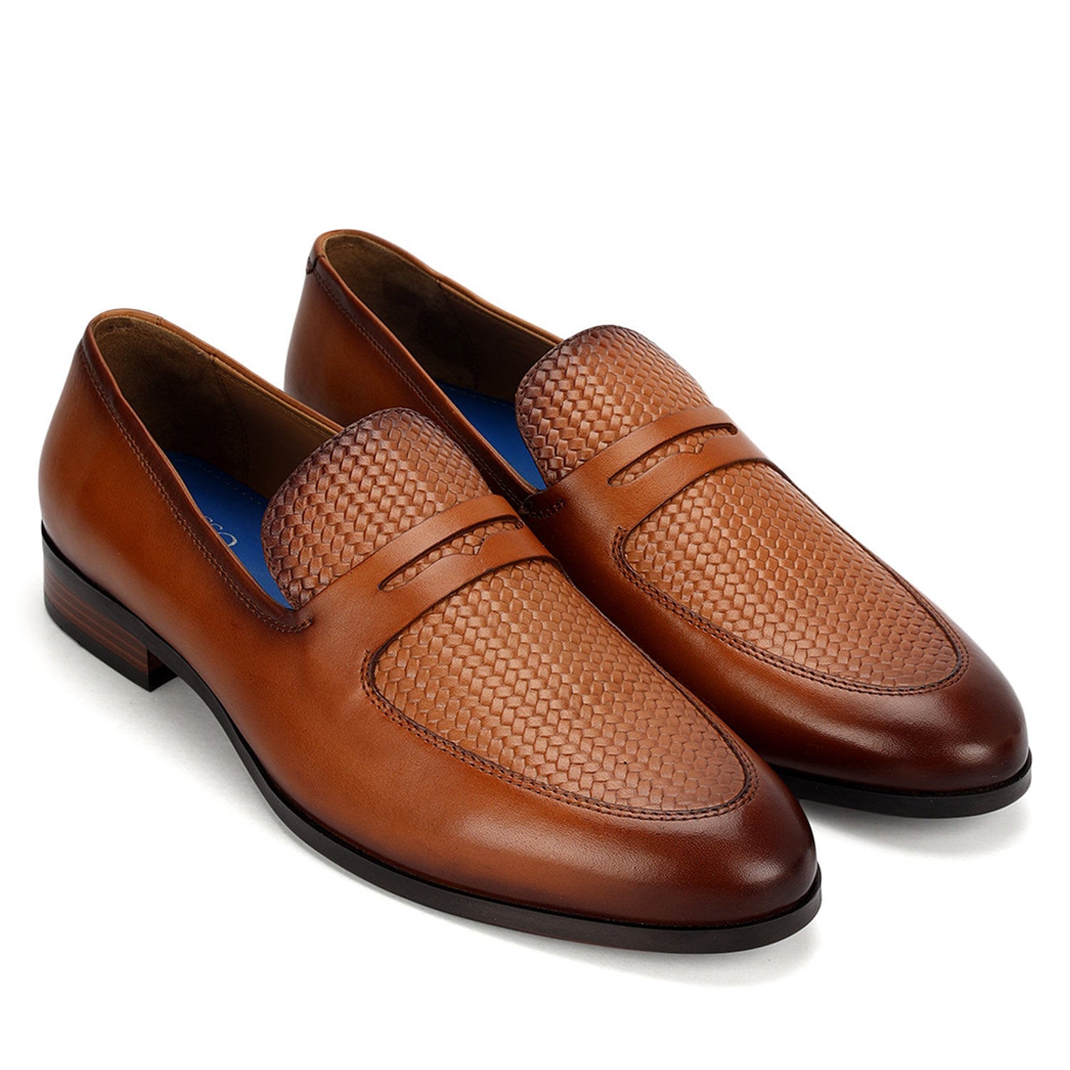 Tan Mat Textured Leather Loafers