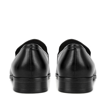 Black Mat Textured Leather Loafers