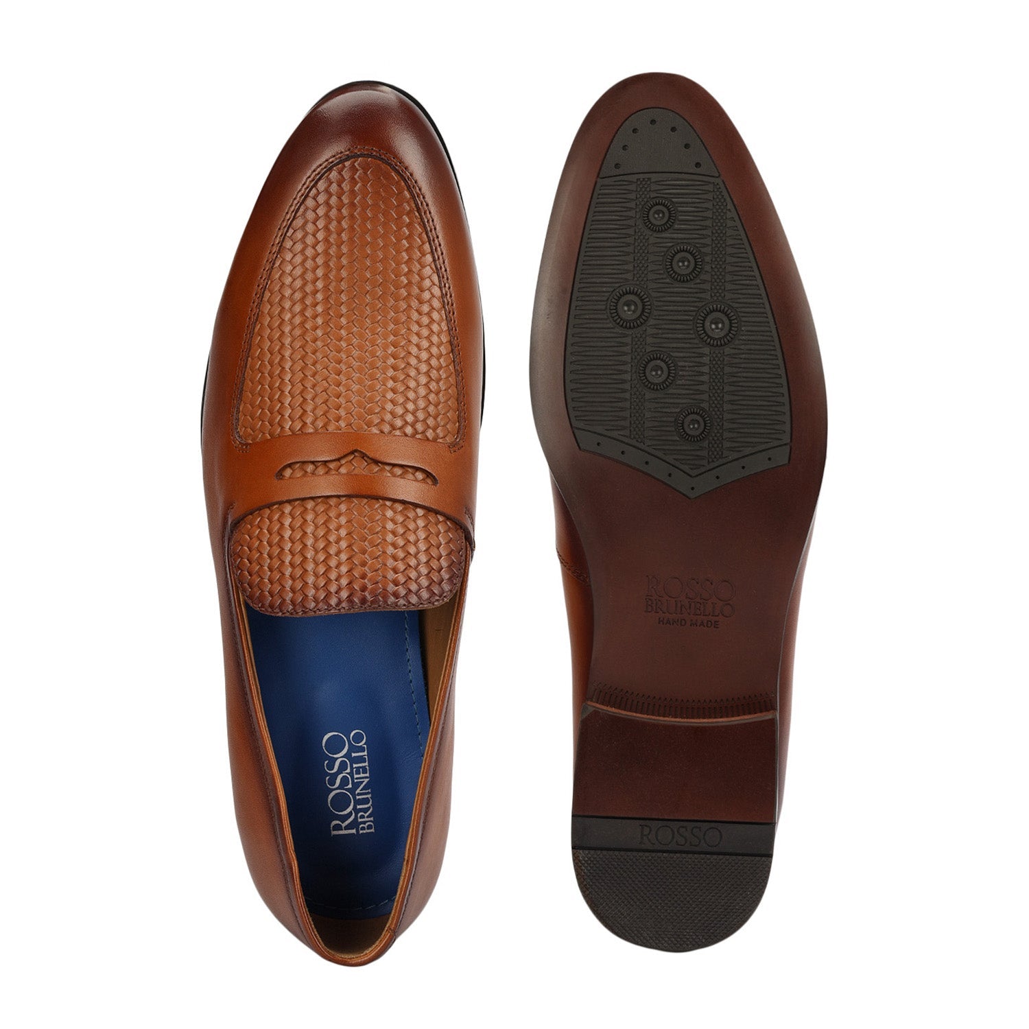 Tan Mat Textured Leather Loafers