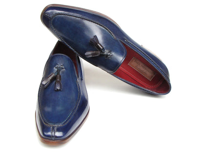 Paul Parkman Men's Tassel Loafer Blue Hand Painted Leather (ID#083-BLU)