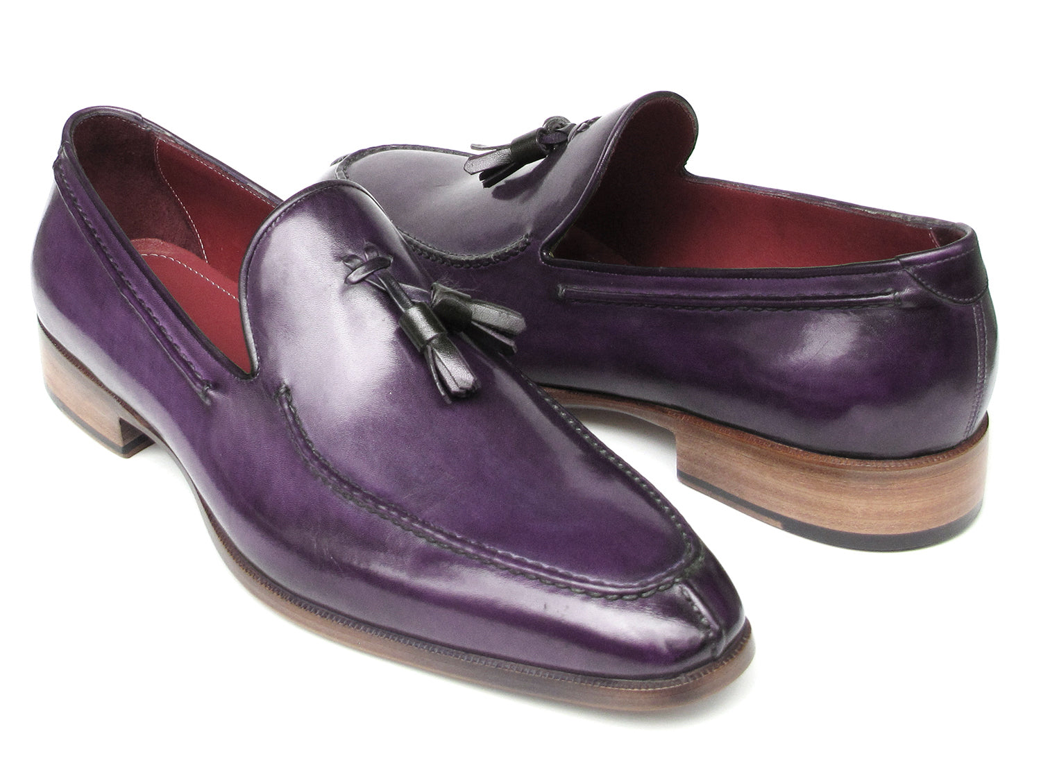 Paul Parkman Men's Tassel Loafer Purple Hand Painted Leather (ID#083-PURP)