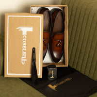 Hand-Painted Brown Leather Tassel Loafers for Men – Premium Dress Shoes
