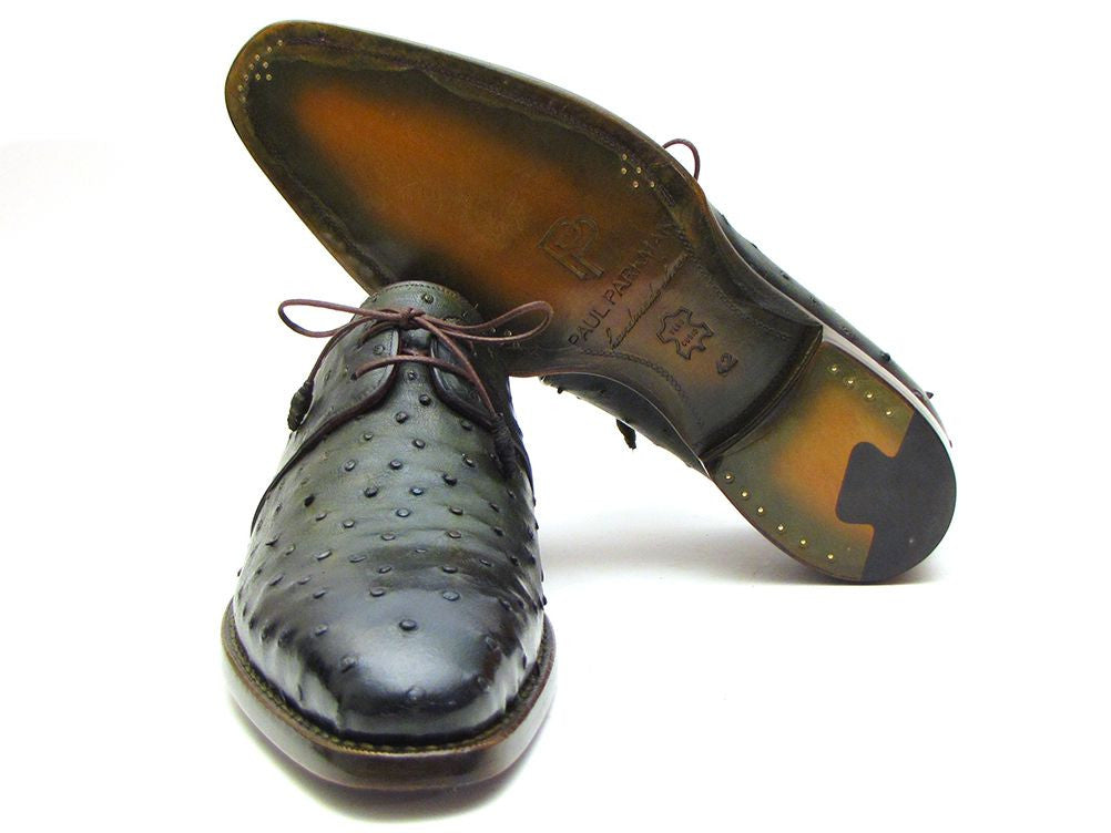 Paul Parkman Goodyear Welted Green Genuine Ostrich Derby Shoes (ID#31VL74)