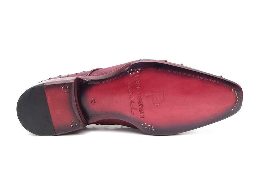 Paul Parkman Men's Burgundy & Purple Genuine Ostrich Skin Derby Shoes (ID#66CC44)