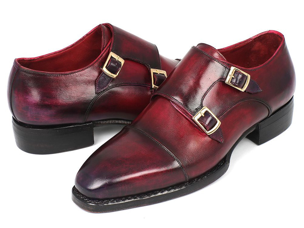 Paul Parkman Triple Leather Sole Hand-Welted Cap Toe Monkstrap Shoes (ID#LX77MNK)