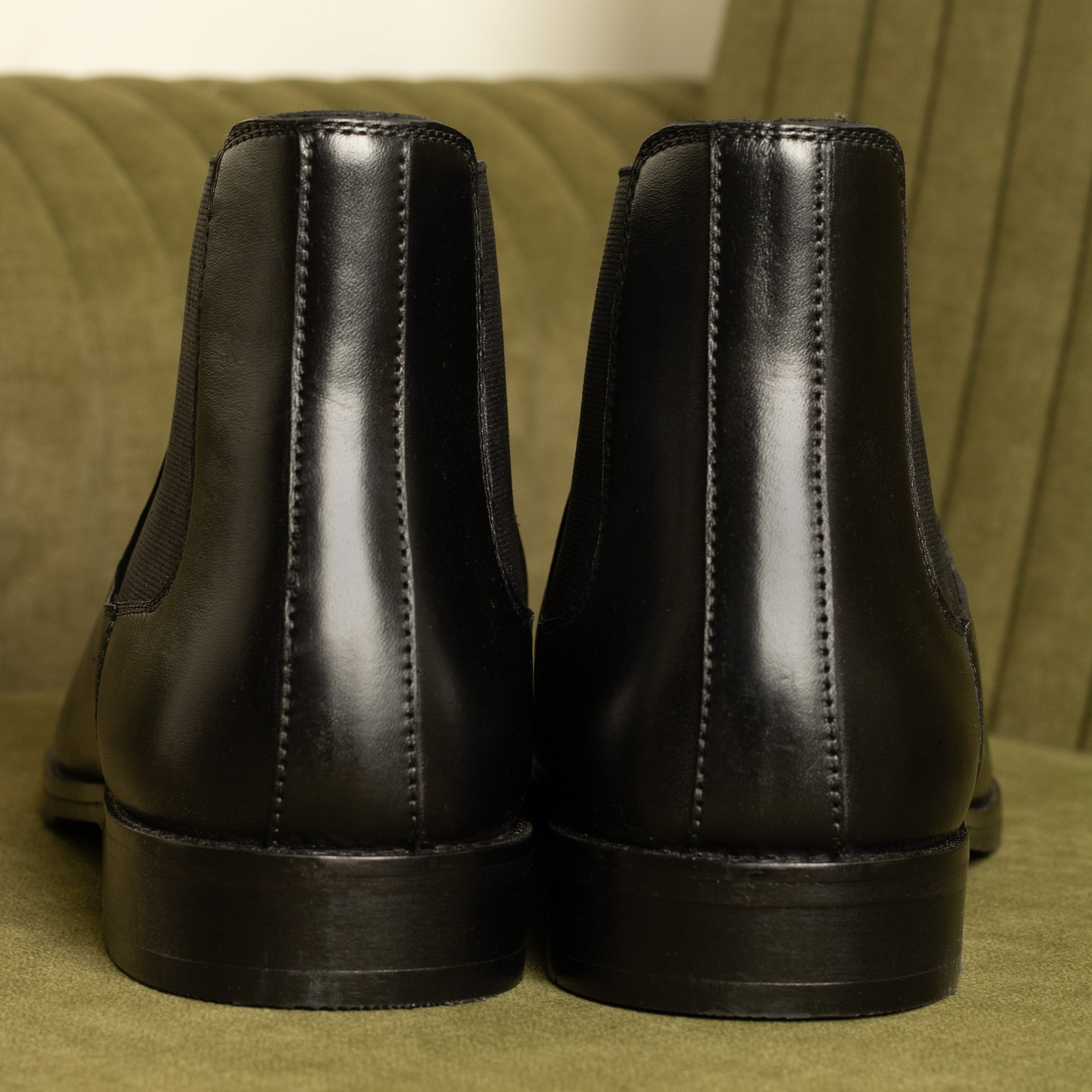 Black Leather Square Toe Chelsea Boots for Men – Slip-On Comfort