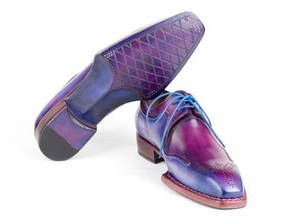Paul Parkman Men's Hand-Welted Blue & Purple Leather Derby Shoes (ID#326G19)