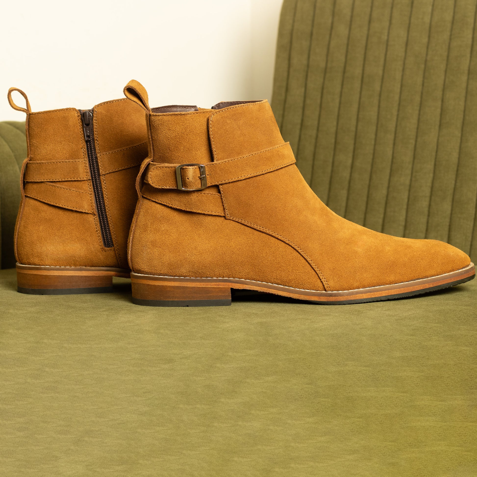 Alon Jodhpur Boots – Handcrafted Tan Suede Leather Boots for Men