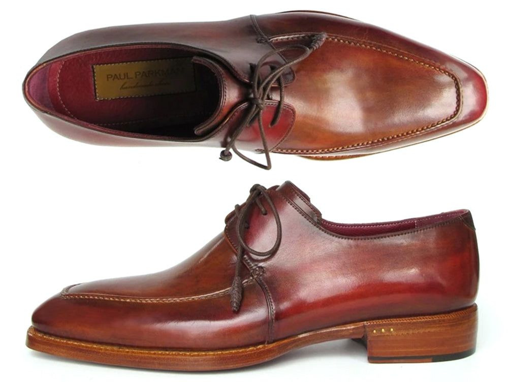 Paul Parkman Goodyear Welted Square Toe Apron Derby Shoes Brown (ID#322A7)