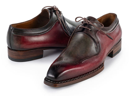 Paul Parkman Men's Hand-Welted Green & Brown Leather Derby Shoes (ID#326Y27)