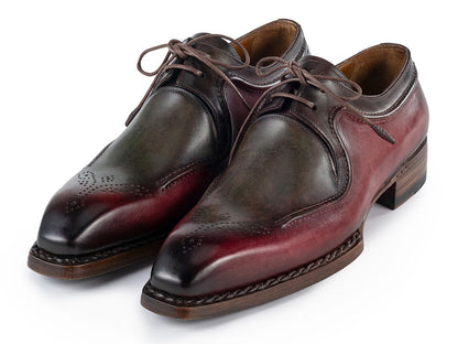 Paul Parkman Men's Hand-Welted Green & Brown Leather Derby Shoes (ID#326Y27)