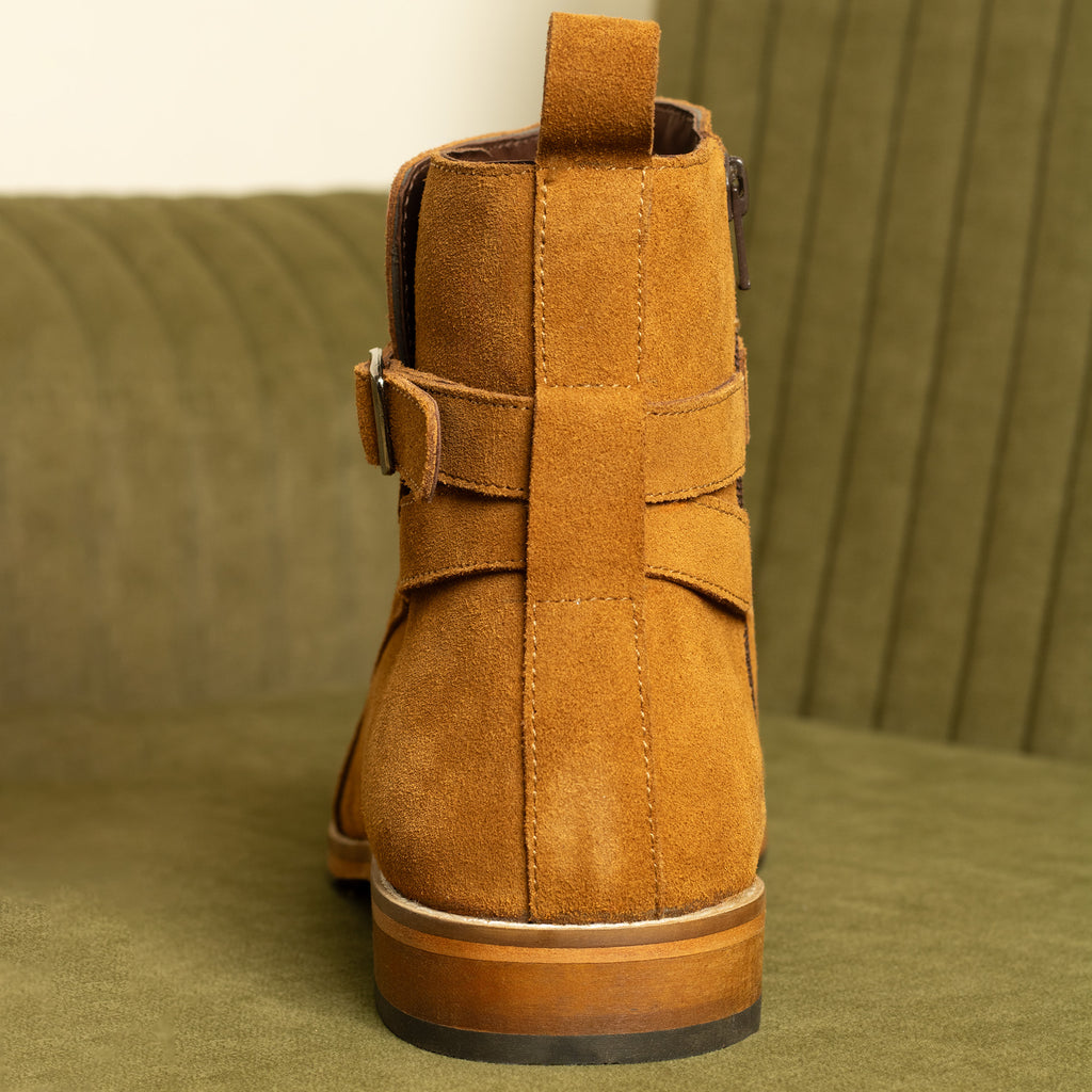 Alon Jodhpur Boots – Handcrafted Tan Suede Leather Boots for Men