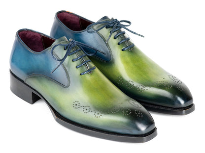 Paul Parkman Goodyear Welted Punched Oxfords Blue & Green Patina (ID#5364-GBL)