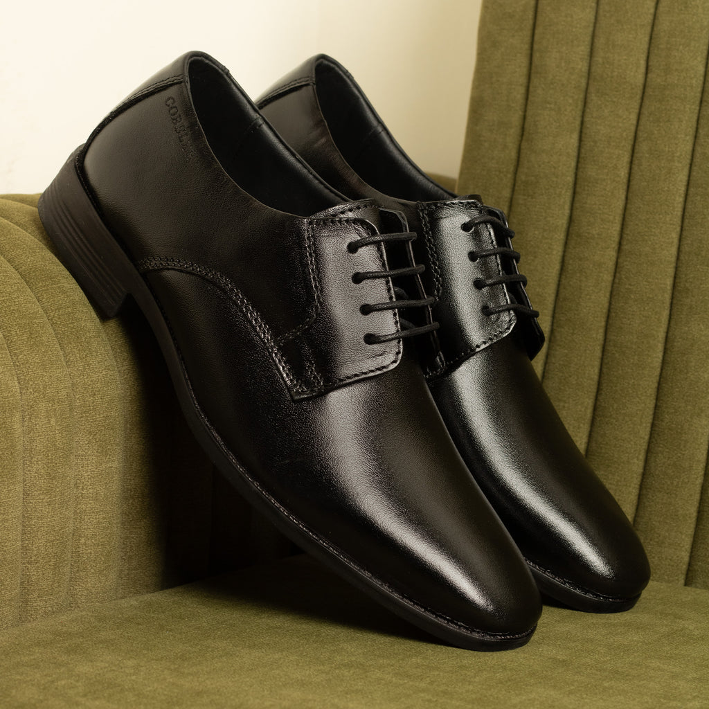Men’s Black Leather Derby Shoes – Classic, Stylish & Comfortable