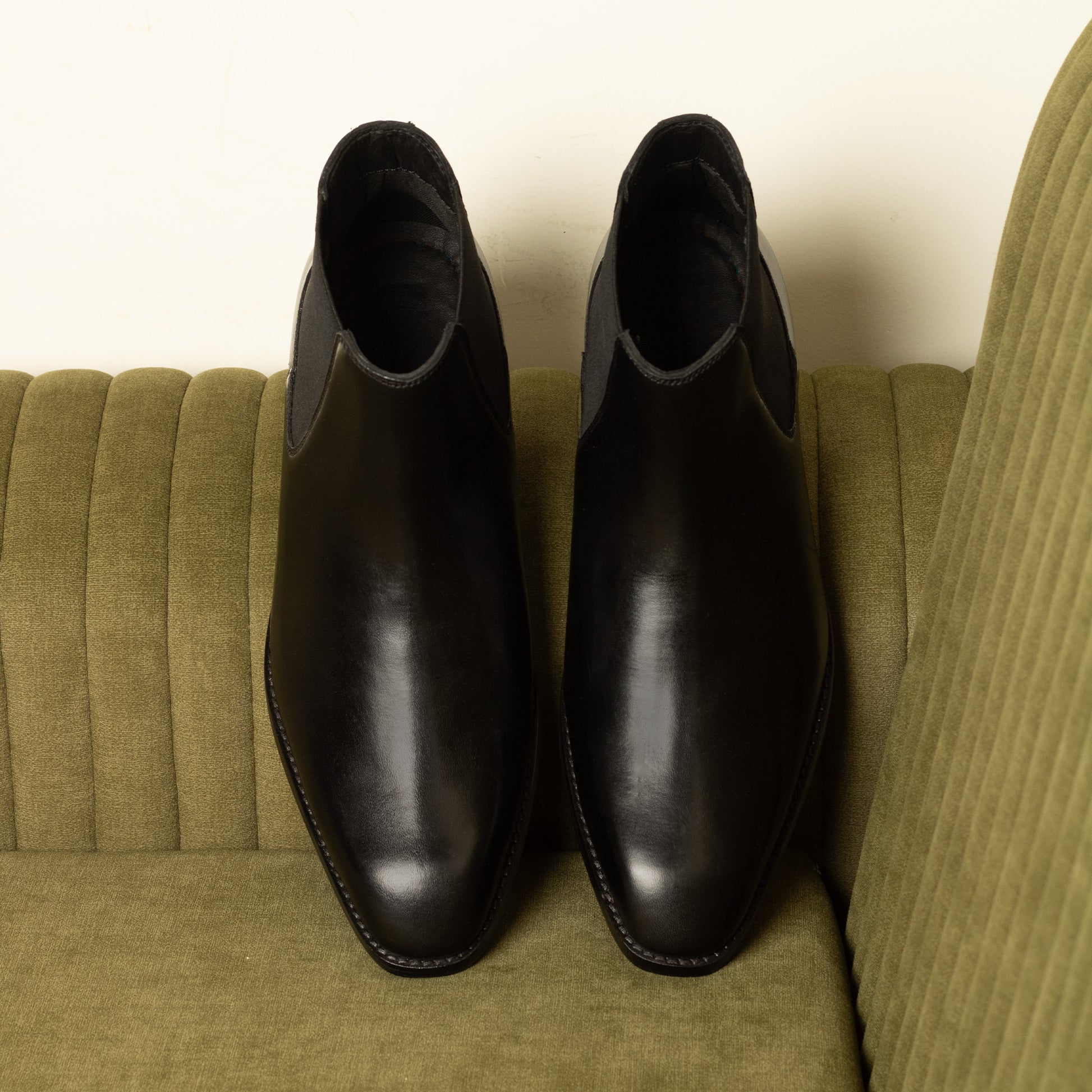 Black Leather Square Toe Chelsea Boots for Men – Slip-On Comfort