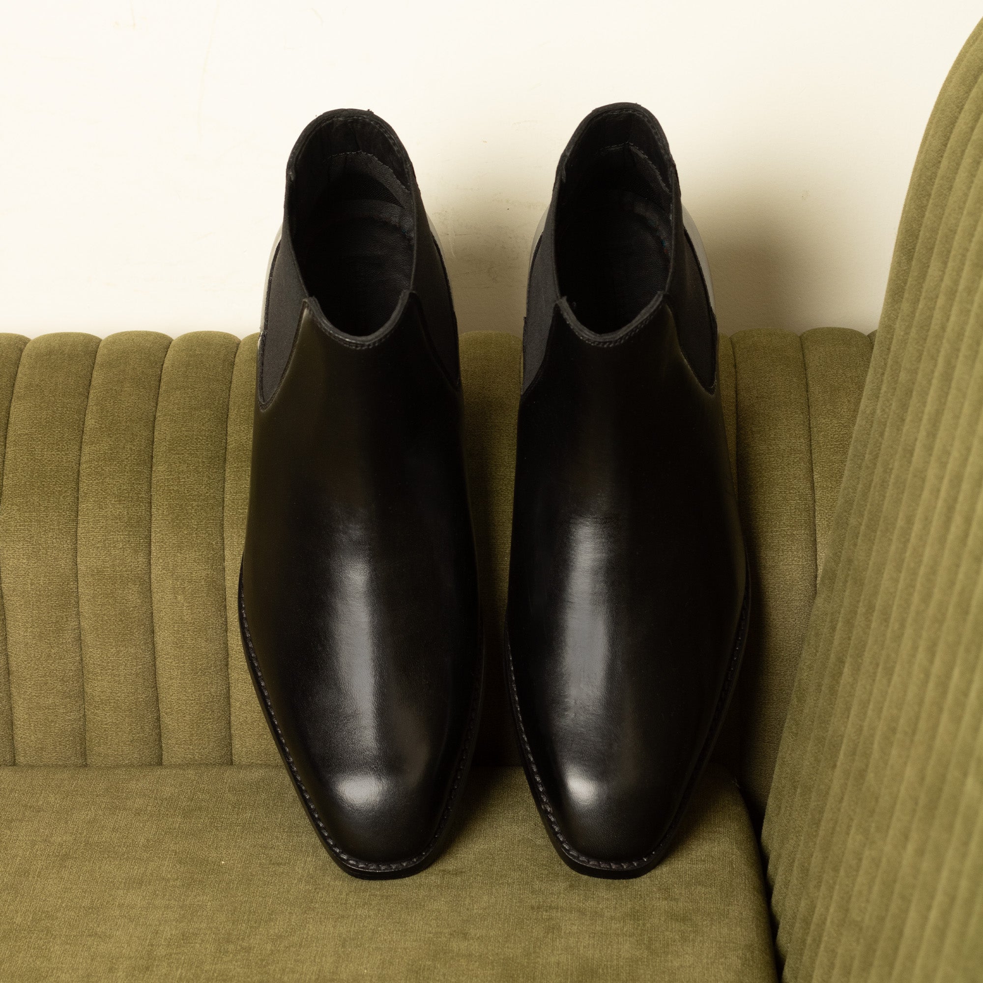 Black Leather Square Toe Chelsea Boots for Men – Slip-On Comfort
