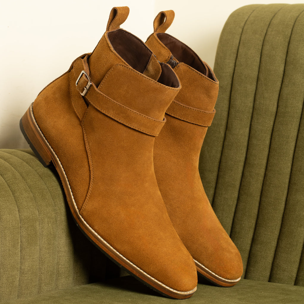 Alon Jodhpur Boots – Handcrafted Tan Suede Leather Boots for Men