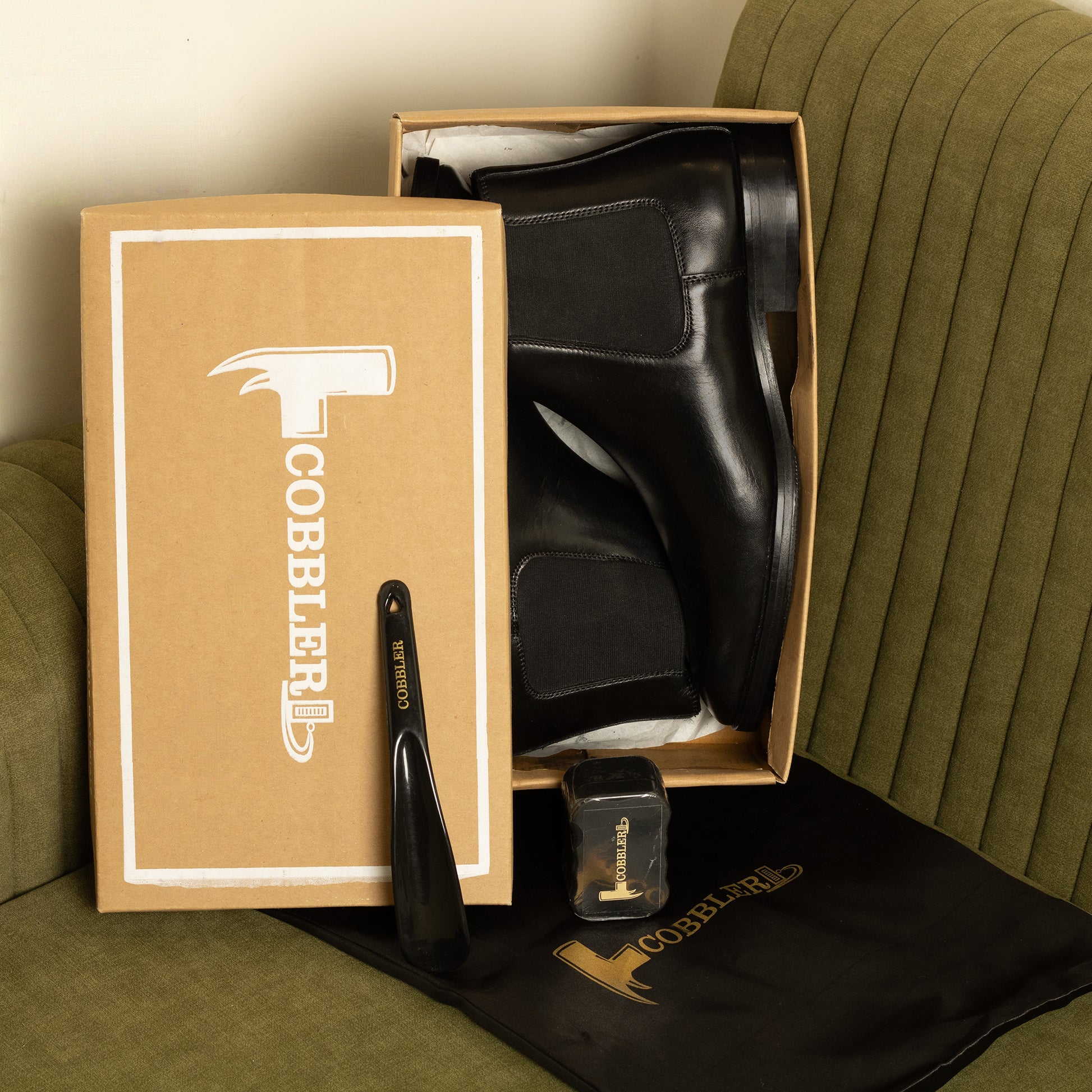 Black Leather Square Toe Chelsea Boots for Men – Slip-On Comfort