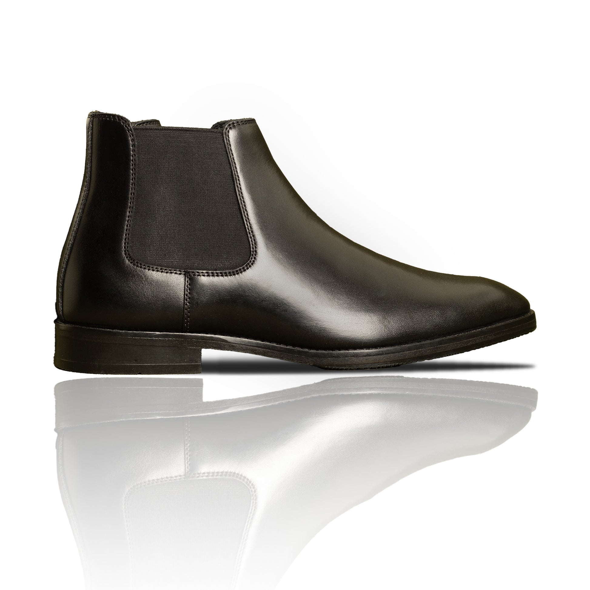 Black Leather Square Toe Chelsea Boots for Men – Slip-On Comfort