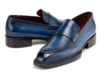 Paul Parkman Men's Norwegian Welted Loafers Blue Patina (ID#8503-BLU)