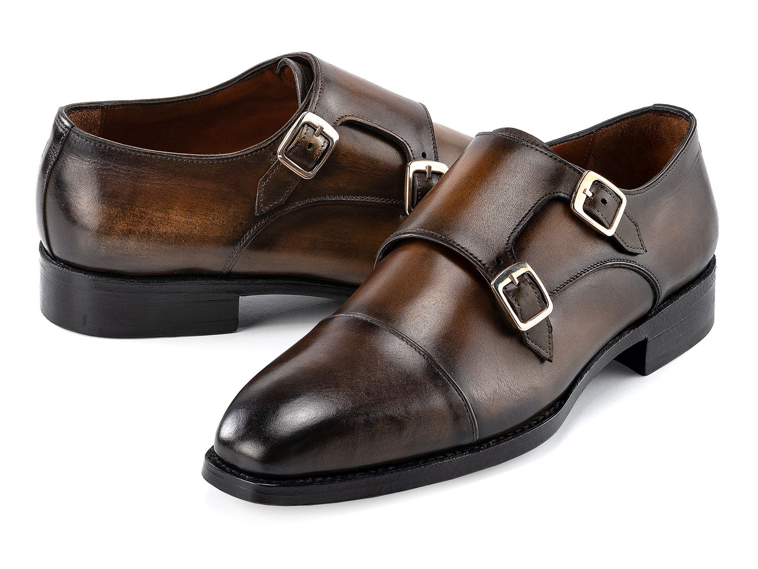 Paul Parkman Men's Goodyear Welted Double Monkstrap Shoes Green (ID#9468-GRN)