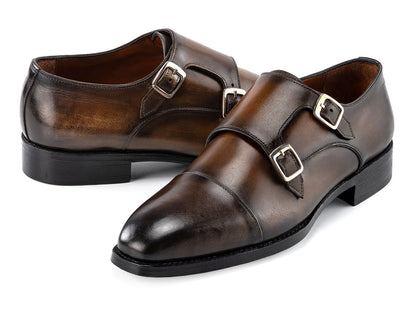 Paul Parkman Men's Goodyear Welted Double Monkstrap Shoes Green (ID#9468-GRN)