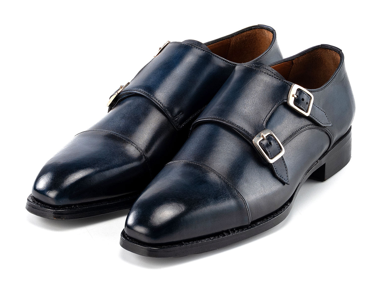 Paul Parkman Men's Goodyear Welted Double Monkstrap Shoes Navy (ID#9468-NVY)