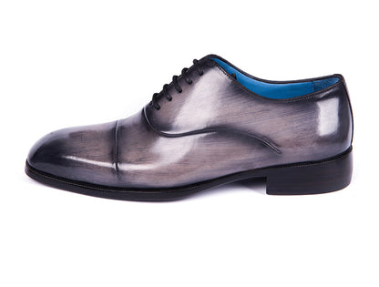 Paul Parkman Men's Cap Toe Oxfords Gray Burnished (ID#1744-GRY)