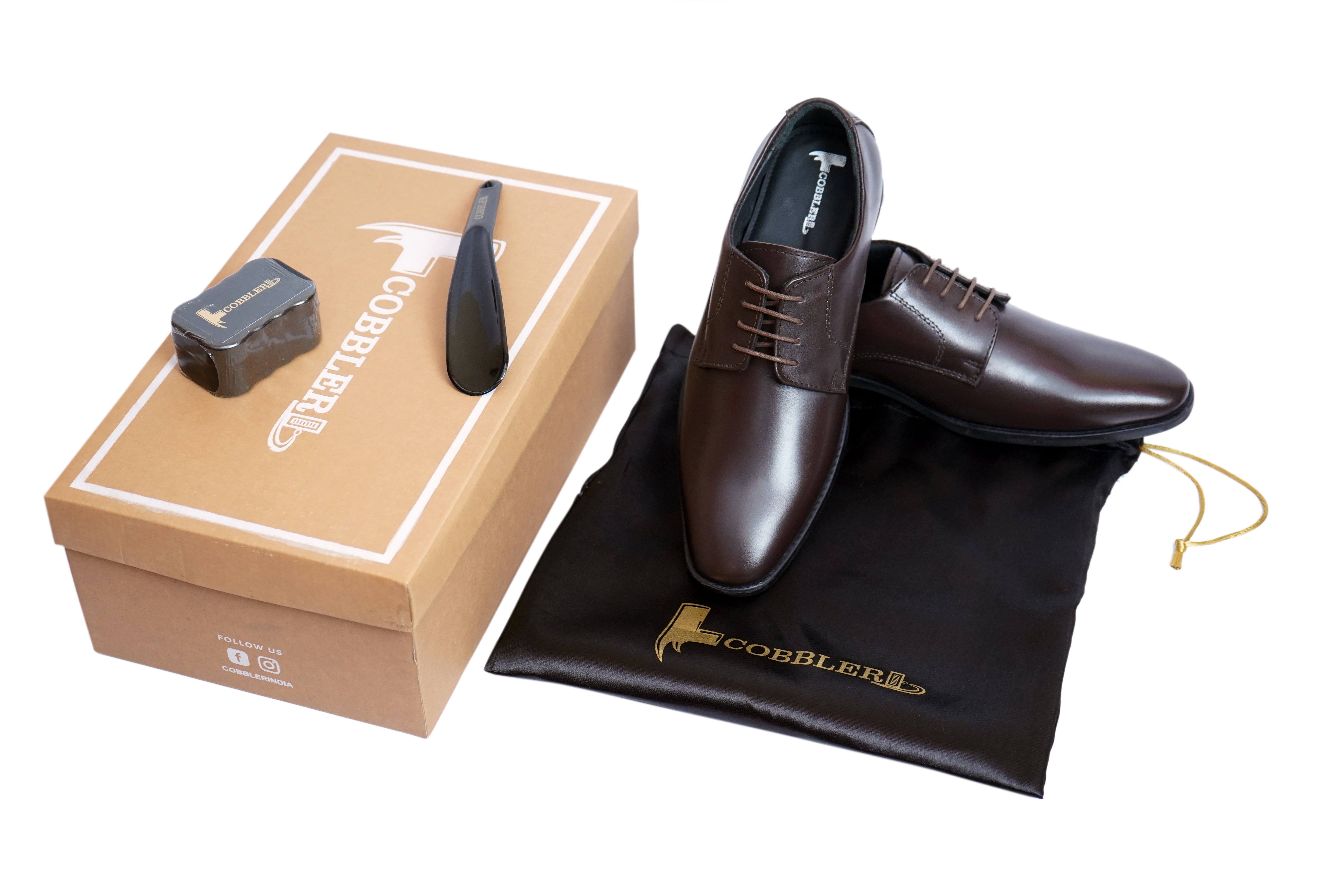Men's Brown Leather Derby Shoes – Premium Formal & Business Footwear