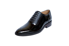 Men’s Black Patent Leather Oxford Shoes – Luxury Brogues for Formal Wear