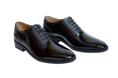 Men’s Black Patent Leather Oxford Shoes – Luxury Brogues for Formal Wear