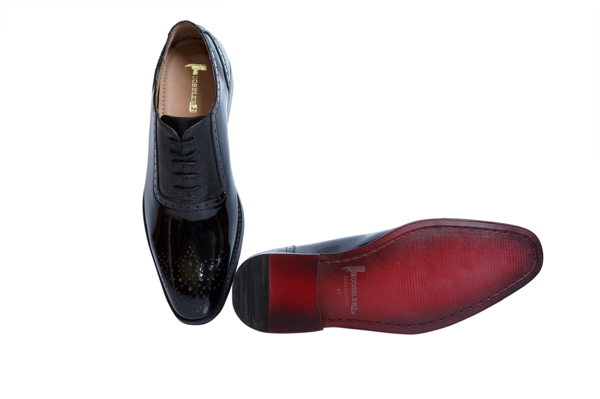 Men’s Black Patent Leather Oxford Shoes – Luxury Brogues for Formal Wear