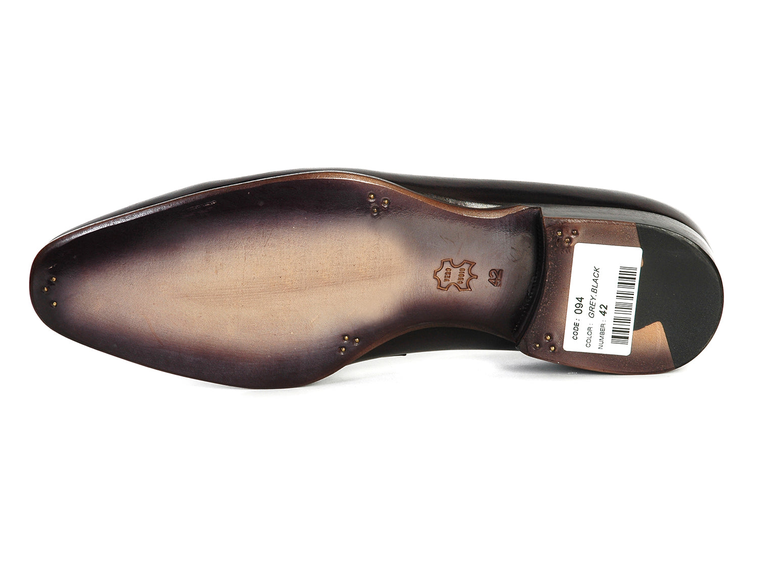 Paul Parkman Men's Loafer Black & Gray Hand-Painted Leather Upper with Leather Sole (ID#093-GRAY)