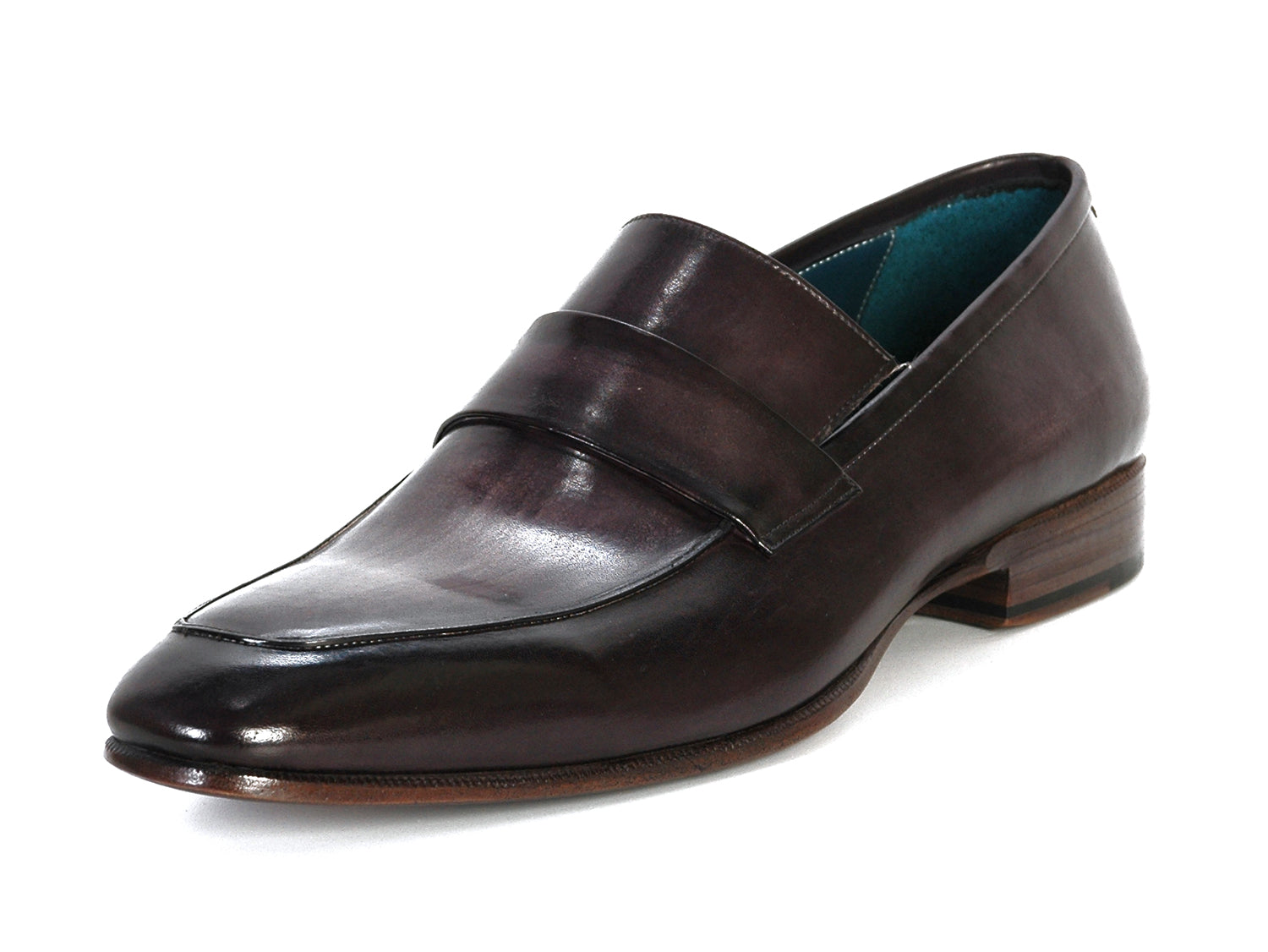 Paul Parkman Men's Loafer Black & Gray Hand-Painted Leather Upper with Leather Sole (ID#093-GRAY)