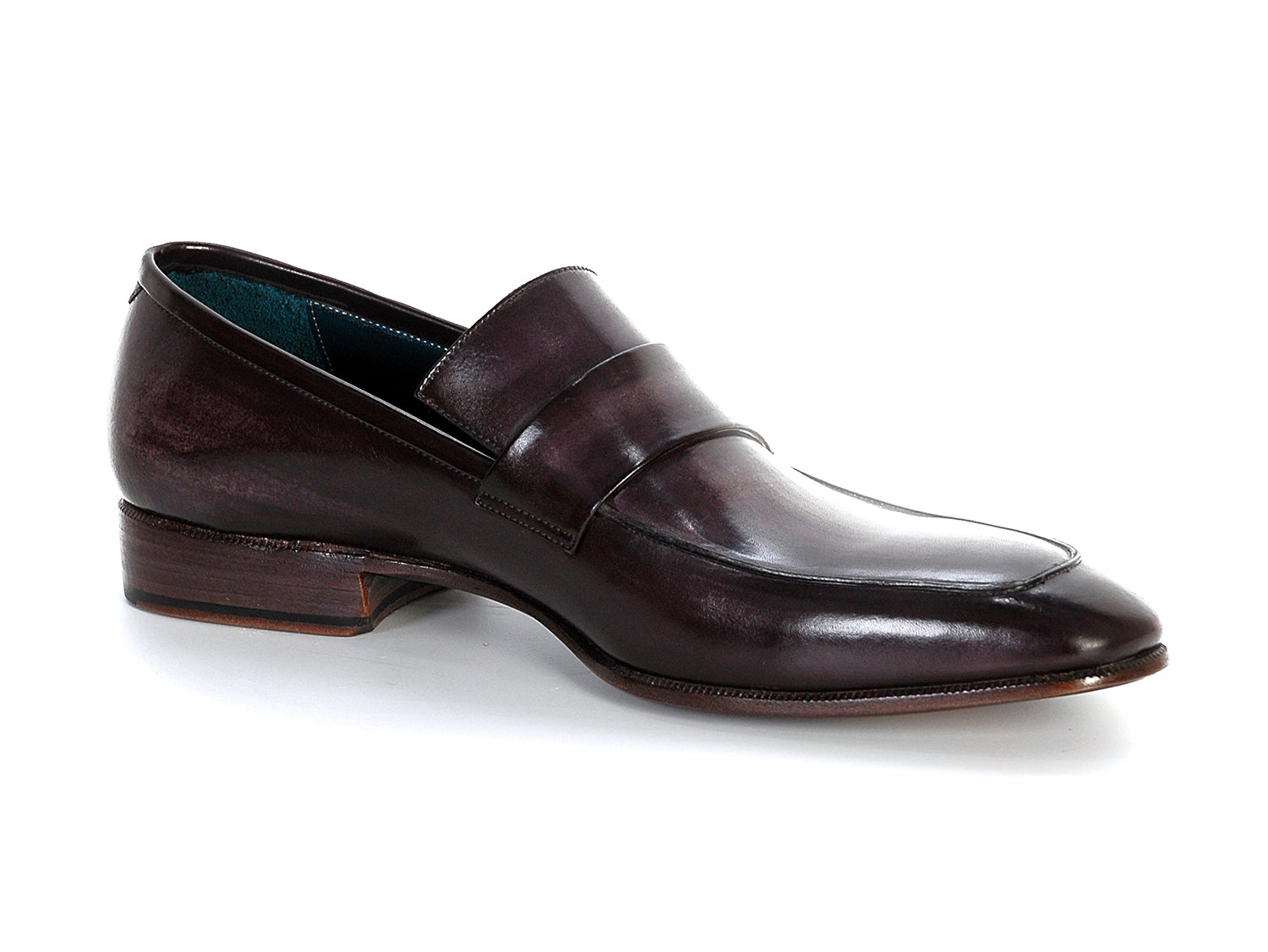 Paul Parkman Men's Loafer Black & Gray Hand-Painted Leather Upper with Leather Sole (ID#093-GRAY)