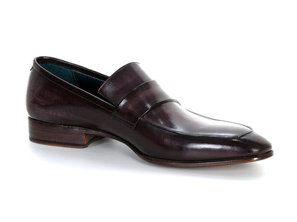 Paul Parkman Men's Loafer Black & Gray Hand-Painted Leather Upper with Leather Sole (ID#093-GRAY)