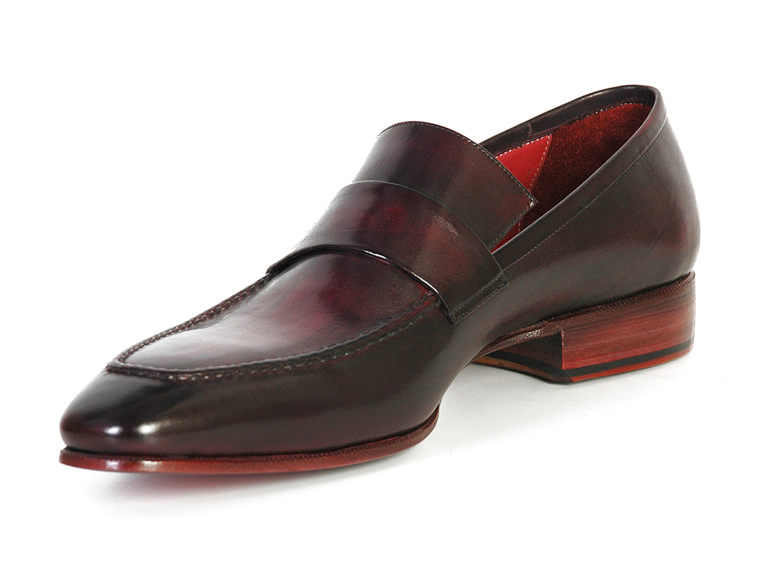 Paul Parkman Men's Loafer Purple & Black Hand-Painted Leather Upper with Leather Sole (ID#093-PURP-BLK)