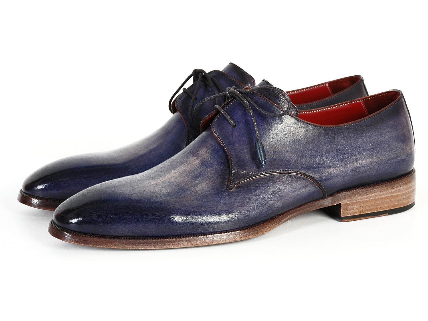 Paul Parkman Men's Blue & Navy Hand-Painted Derby Shoes (ID#PP2279)