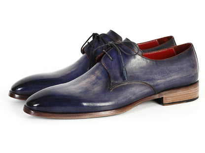 Paul Parkman Men's Blue & Navy Hand-Painted Derby Shoes (ID#PP2279)