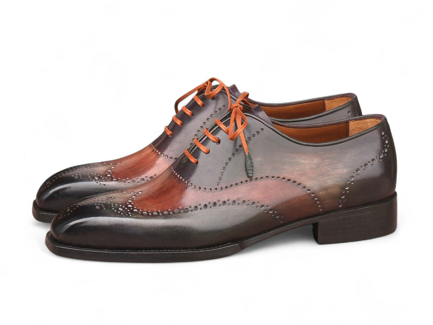 Paul Parkman Men's Goodyear Welted Wingtip Oxford Shoes Green & Brown (ID#E271)