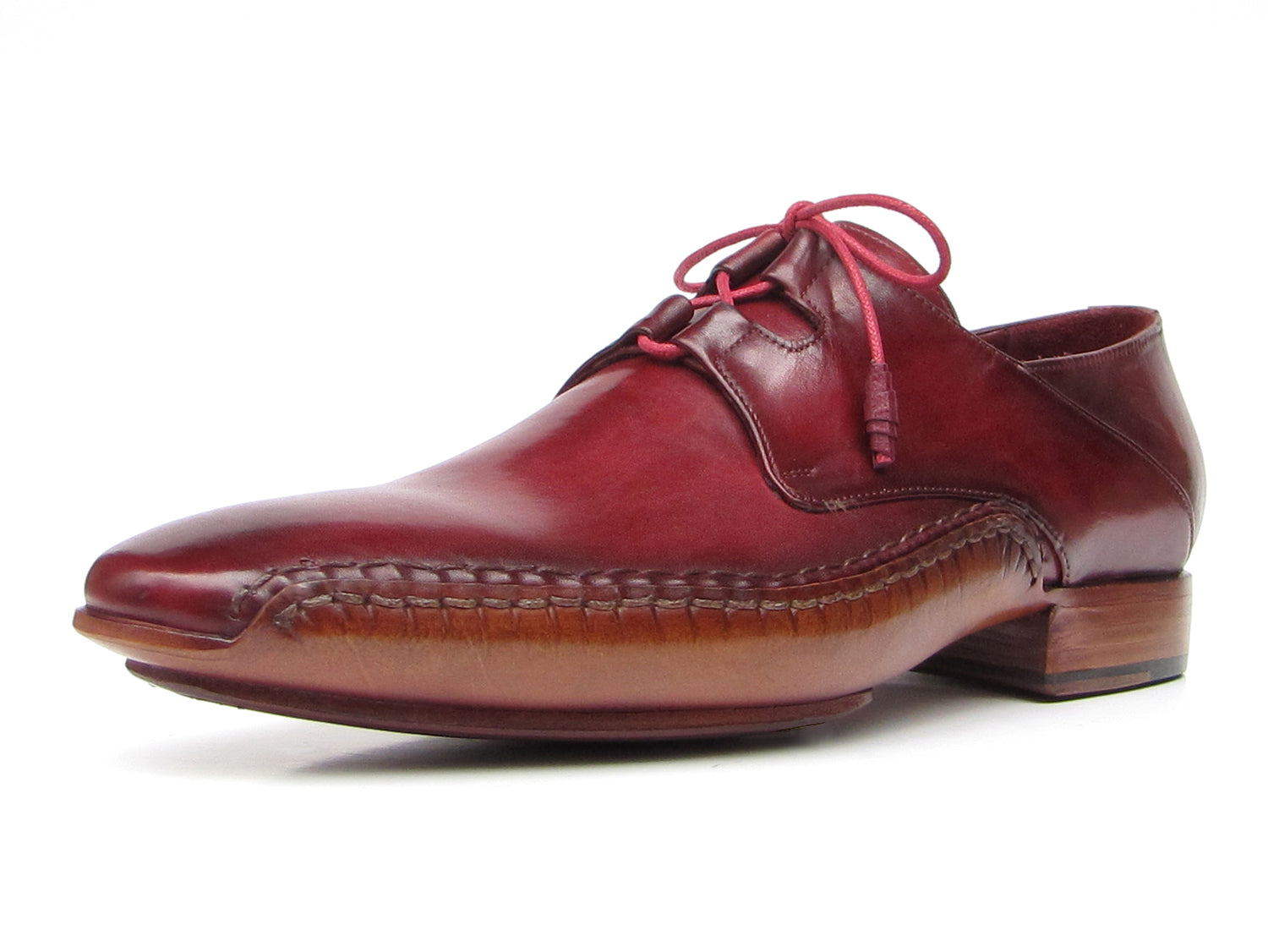 Paul Parkman Ghillie Lacing Handsewn Shoes Burgundy (ID#022-BUR)